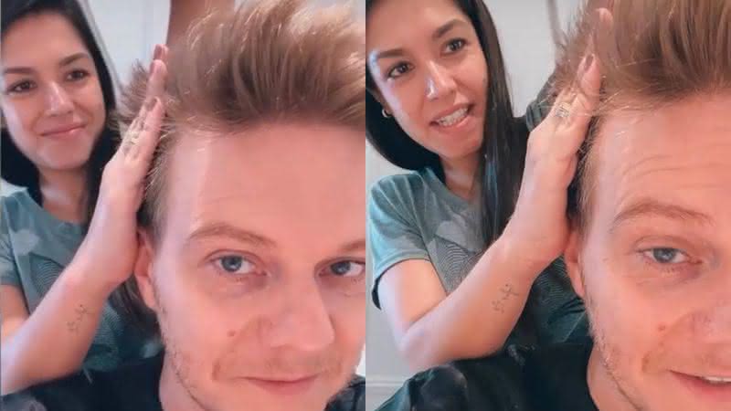 Thais Fersoza cortou o cabelo de Michel Teló para gravações do 'The Voice Brasil' - Instagram