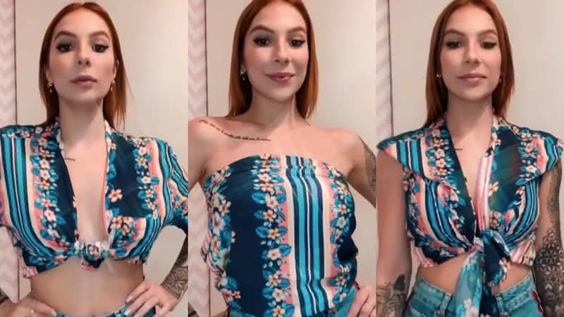 A influenciadora digital Martina Sanzi mostrou 5 formas de amarrar camisa e inovar no visual - Reprodução/ Instagram