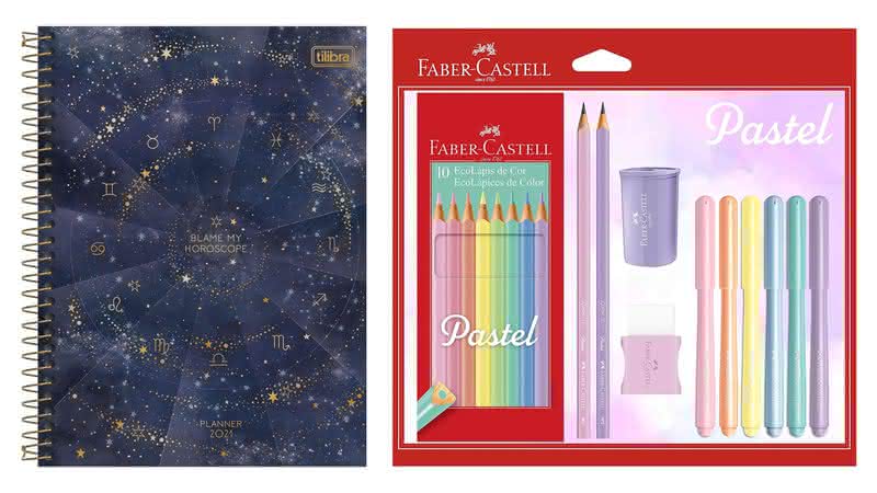 Agenda, kit de lápis, cadernos e muitos outros itens que unem praticidade e beleza - Reprodução/Amazon