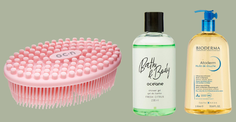 Shower gel, luvas esfoliantes e outros itens para cuidar da sua pele na hora do banho - Reprodução/Amazon
