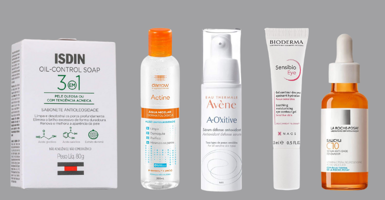 Sérum, água micelar, sabonete facial e outros produtos para cuidar da sua pele - Reprodução/Amazon