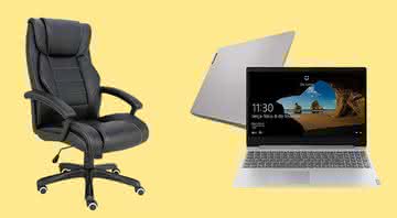 Escrivaninha, cadeira, notebook e outros itens que vão facilitar a sua rotina de trabalho - Reprodução/Amazon