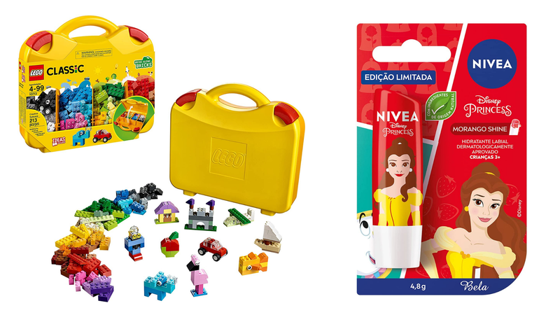 Hidratante labial, blocos de montar, conjunto de massinhas e outros presentes para o Dia das Crianças - Reprodução/Amazon
