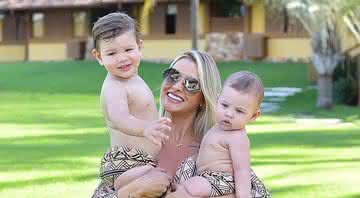 Andressa Suita com os filhos, Gabriel e Samuel - Amanda Souza