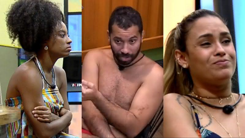 Sarah, Lumena e Gilberto analisam Paredão e sister pede - Reprodução/ Globo