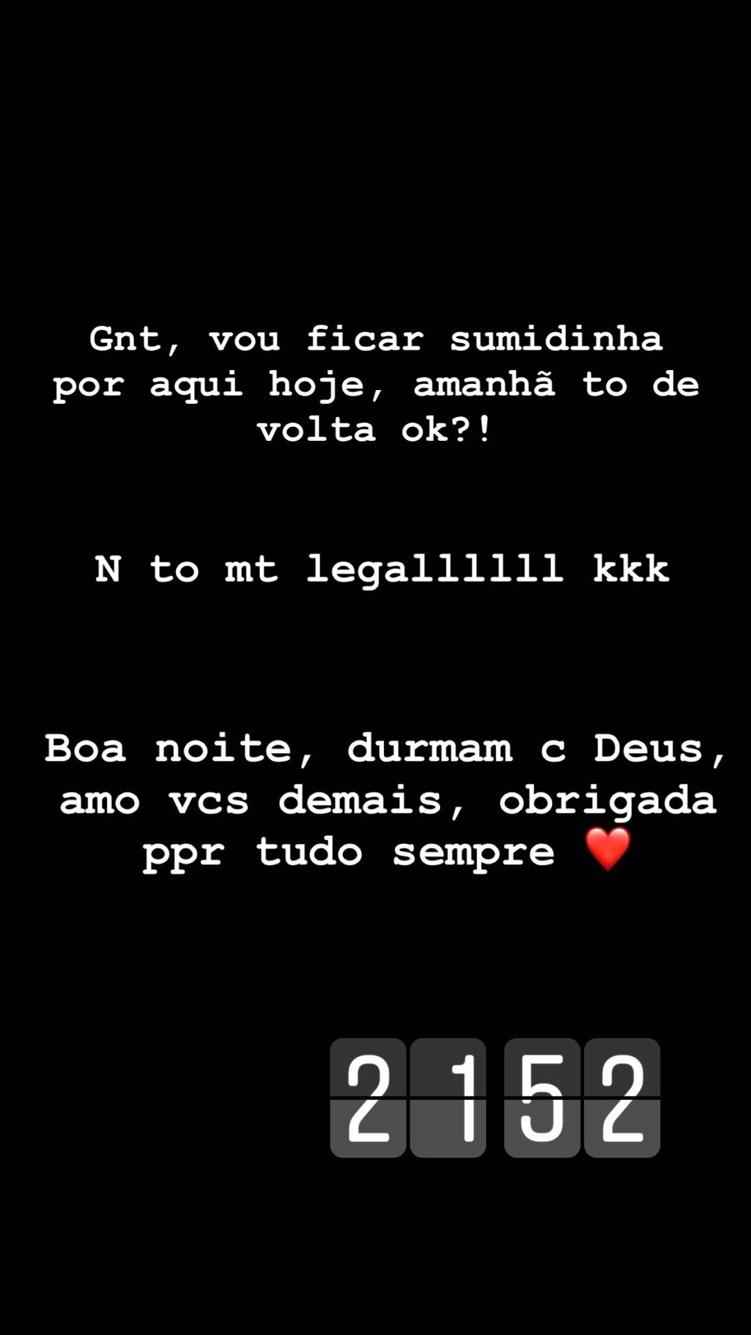 Mensagem de Virgínia Fonseca no Instagram