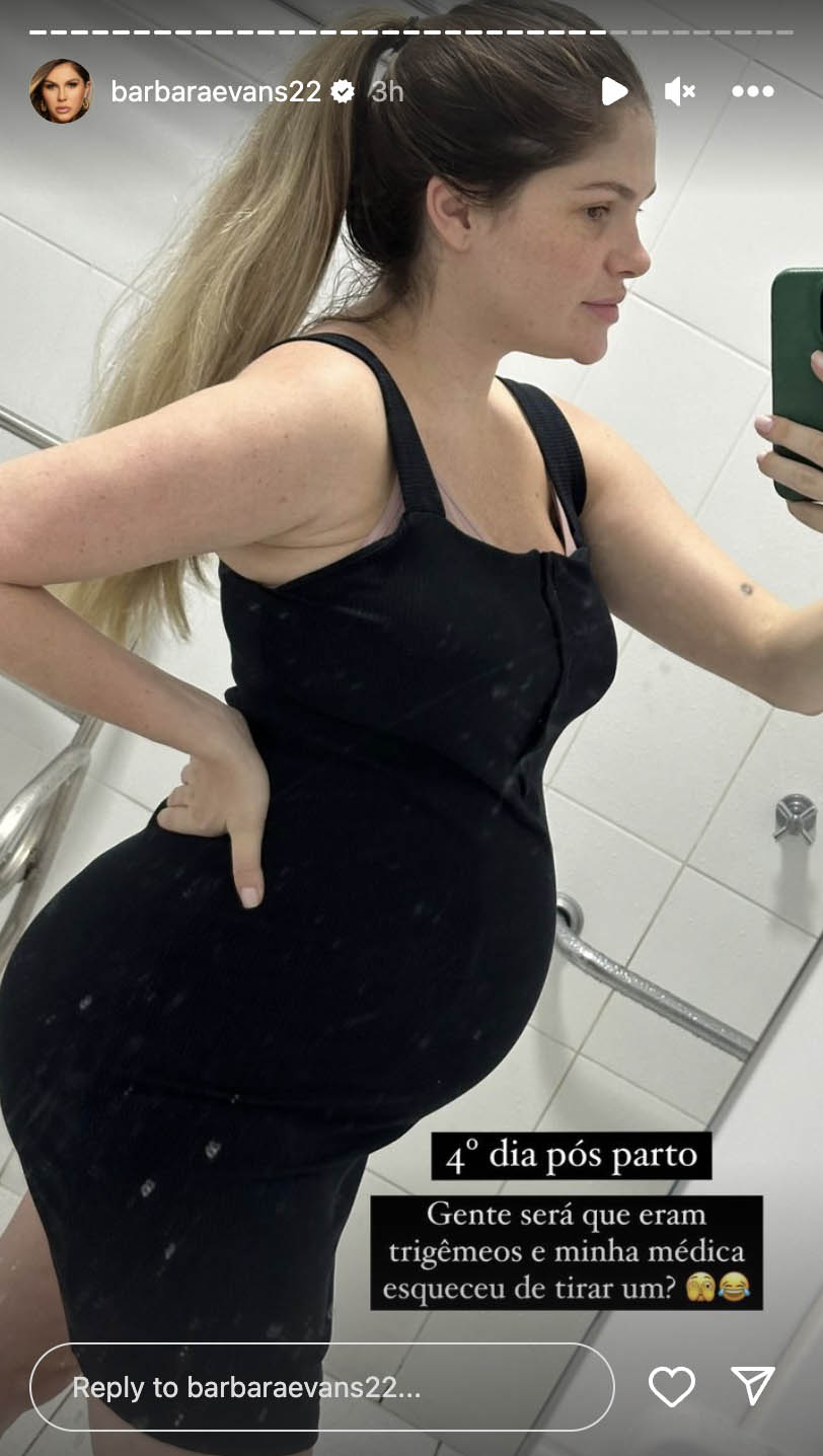Bárbara Evans mostra corpo real dias após parir gêmeos