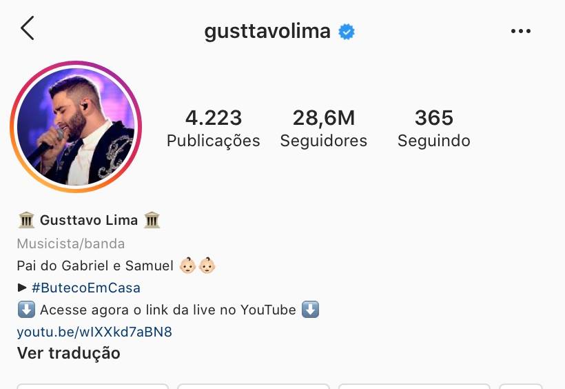 Instagram de Gusttavo Lima atinge marca histórica