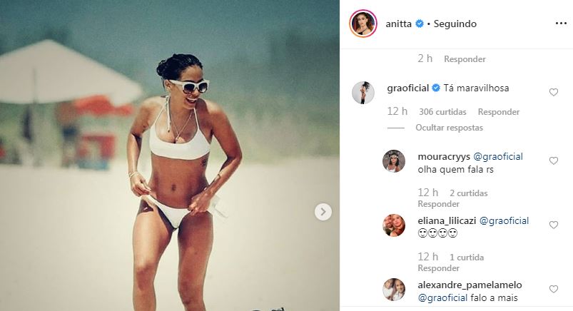 Anitta publica foto de biquíni e é elogiada por Anitta