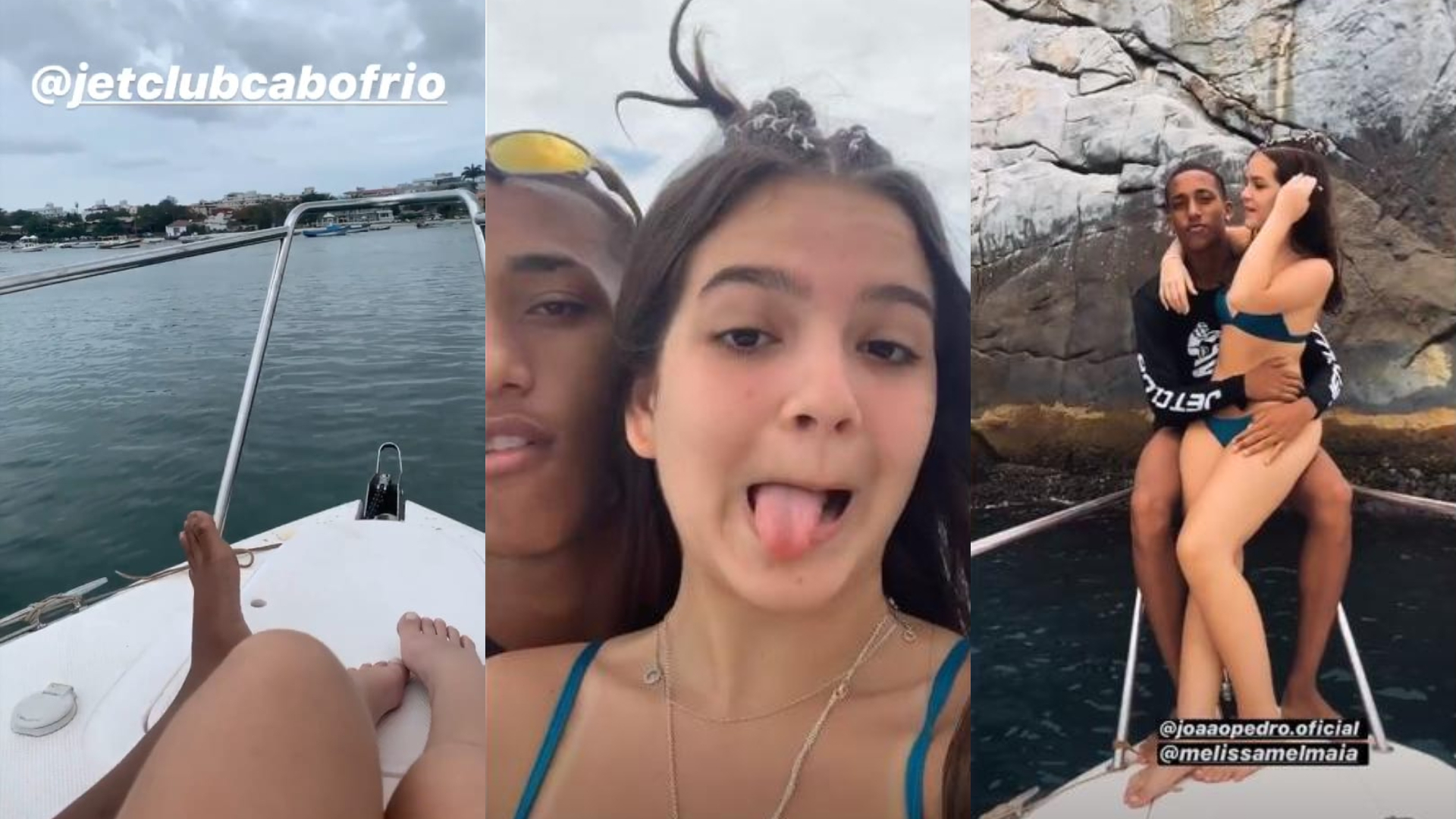 Mel Maia curte passei em barco luxuoso com namorado, João Pedro