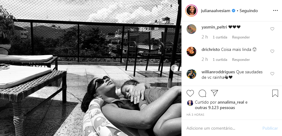 Juliana Alves toma banho de sol e encanta ao surgir abraçada com filha, Yolanda