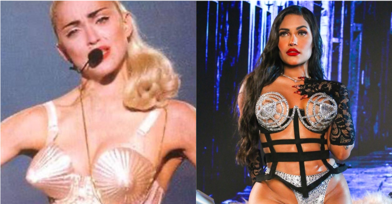 Flay usa o sutiã-cone icônico de Madonna