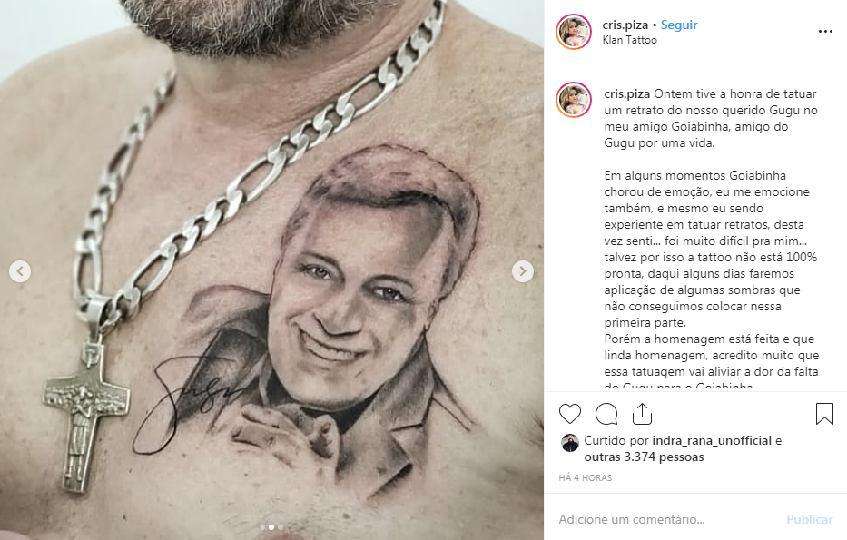 Amigo de Gugu Liberato tatua rosto do apresentador